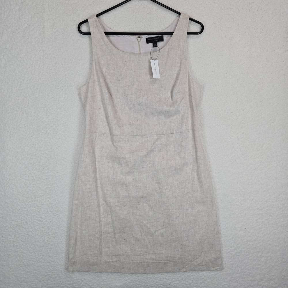 Banana Republic Linen Blend Sheath Dress 8 Beige NWT Quiet Luxury Coastal